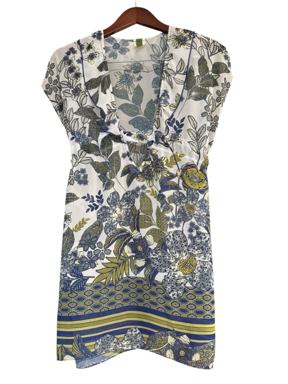 Becca by Rebecca Virtue Floral Mini Dress XS-S Blue Green Resort
